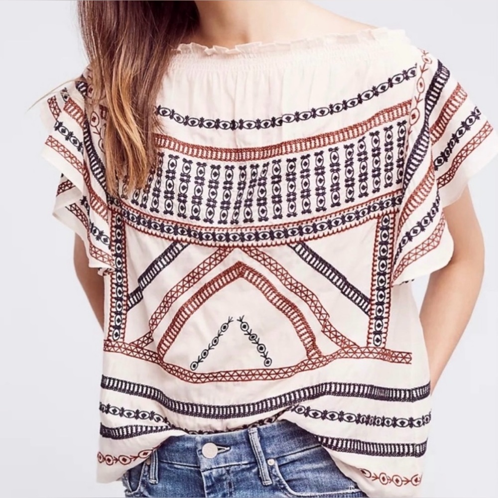 Anthropologie Love Sam Embroidered Top Women’s Size Small